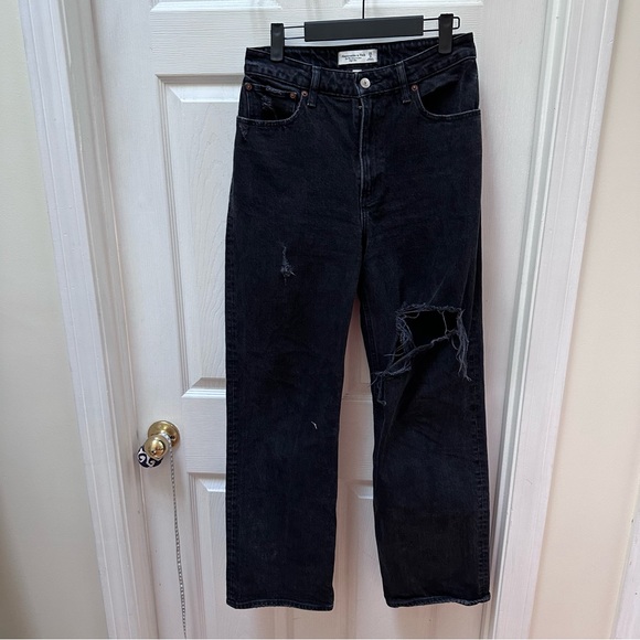 Abercrombie & Fitch Denim - Abercrombie & Fitch the 90's relaxed jean high rise jeans black 28 6 curve love